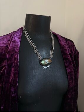 Labradorite Statement Necklace pendant witchy boho protection jewelry gothic